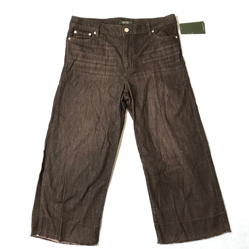 Lauren Ralph Lauren Black Denim Wide Leg Capri